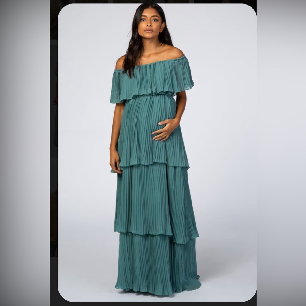 NWOT Jade Tiered Ruffle Maternity Maxi Dress Pinkblush